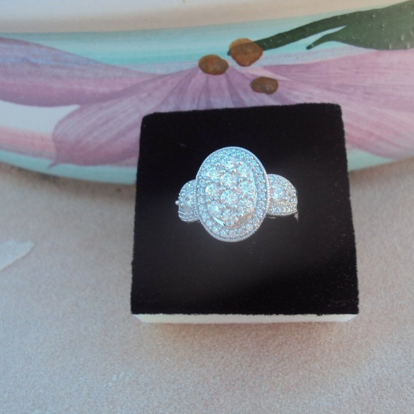 QVC 1.10ct Diamonique Sterling Silver Ring by IMENA Sz 8 NWOT - Picture 3 of 9